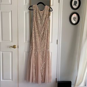 Adrianna Pappell blush beaded gown NWT